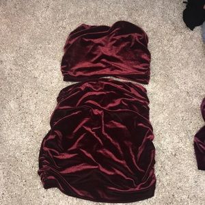 Red Velvet Two Piece Skirt
